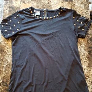 DAISY FUENTES Black and Gold Studded Top